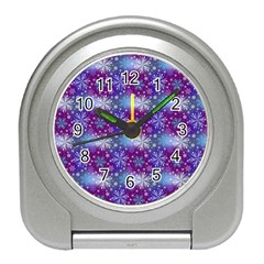 Snow Blue Purple Tulip Travel Alarm Clock by Dutashop