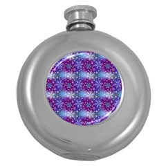 Snow Blue Purple Tulip Round Hip Flask (5 Oz) by Dutashop