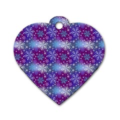 Snow Blue Purple Tulip Dog Tag Heart (two Sides) by Dutashop