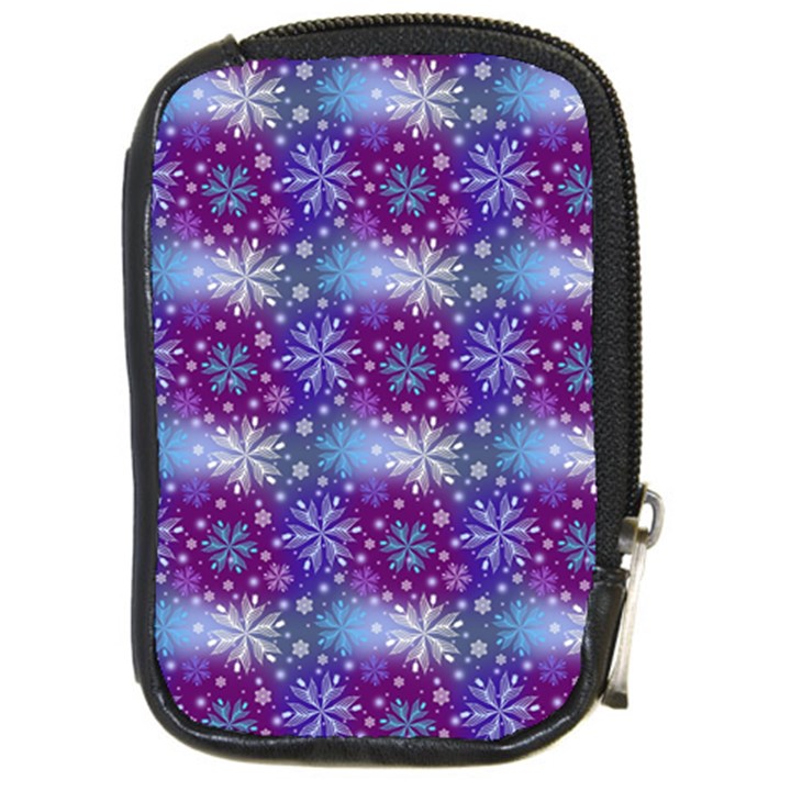 Snow Blue Purple Tulip Compact Camera Leather Case