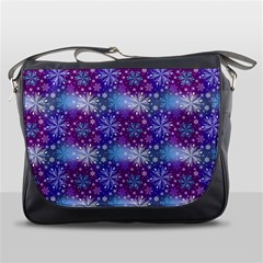 Snow Blue Purple Tulip Messenger Bag by Dutashop