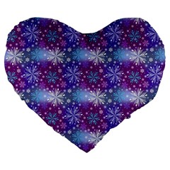 Snow Blue Purple Tulip Large 19  Premium Heart Shape Cushions by Dutashop