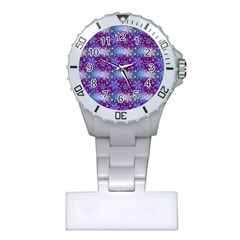 Snow Blue Purple Tulip Plastic Nurses Watch by Dutashop