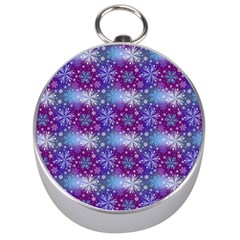 Snow Blue Purple Tulip Silver Compasses by Dutashop