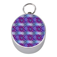 Snow Blue Purple Tulip Mini Silver Compasses by Dutashop