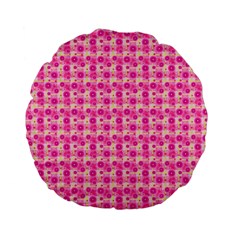 Heart Pink Standard 15  Premium Flano Round Cushions by Dutashop