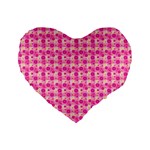 Heart Pink Standard 16  Premium Flano Heart Shape Cushions Front