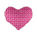 Heart Pink Standard 16  Premium Flano Heart Shape Cushions Back