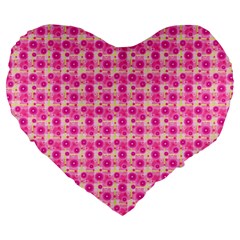 Heart Pink Large 19  Premium Flano Heart Shape Cushions