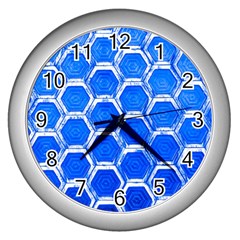 Hexagon Windows Wall Clock (silver) by essentialimage365