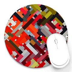 Maze Abstract Texture Rainbow Round Mousepads by Dutashop