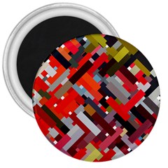 Maze Abstract Texture Rainbow 3  Magnets by Dutashop