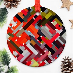 Maze Abstract Texture Rainbow Ornament (round) by Dutashop