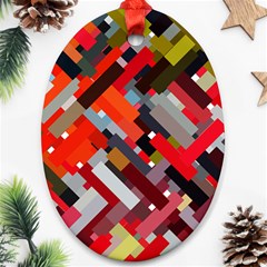 Maze Abstract Texture Rainbow Ornament (oval) by Dutashop