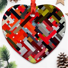 Maze Abstract Texture Rainbow Ornament (heart) by Dutashop