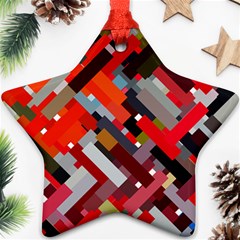 Maze Abstract Texture Rainbow Ornament (star) by Dutashop