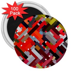 Maze Abstract Texture Rainbow 3  Magnets (100 Pack) by Dutashop