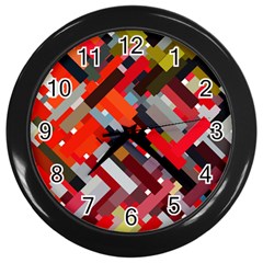 Maze Abstract Texture Rainbow Wall Clock (black) by Dutashop