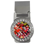 Maze Abstract Texture Rainbow Money Clips (CZ)  Front