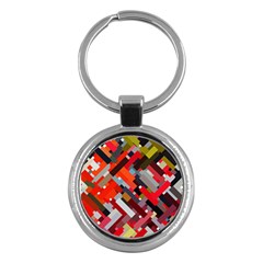 Maze Abstract Texture Rainbow Key Chain (round) by Dutashop