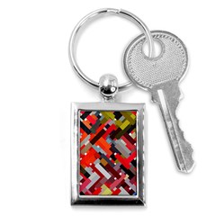 Maze Abstract Texture Rainbow Key Chain (rectangle) by Dutashop