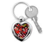 Maze Abstract Texture Rainbow Key Chain (Heart) Front