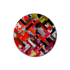 Maze Abstract Texture Rainbow Rubber Round Coaster (4 Pack)  by Dutashop