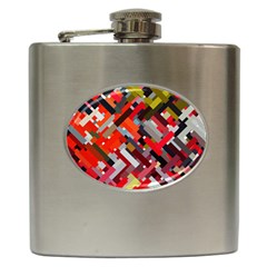 Maze Abstract Texture Rainbow Hip Flask (6 Oz)