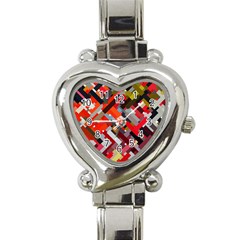 Maze Abstract Texture Rainbow Heart Italian Charm Watch by Dutashop