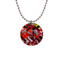 Maze Abstract Texture Rainbow 1  Button Necklace by Dutashop