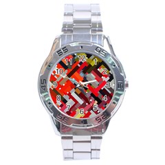 Maze Abstract Texture Rainbow Stainless Steel Analogue Watch by Dutashop