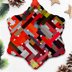 Maze Abstract Texture Rainbow Ornament (snowflake) by Dutashop