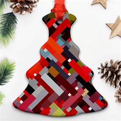 Maze Abstract Texture Rainbow Christmas Tree Ornament (two Sides) by Dutashop