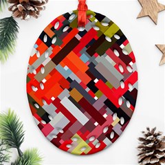 Maze Abstract Texture Rainbow Ornament (oval Filigree) by Dutashop