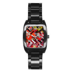 Maze Abstract Texture Rainbow Stainless Steel Barrel Watch by Dutashop