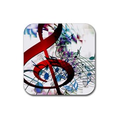 Music Treble Clef Sound Rubber Coaster (square)  by Dutashop