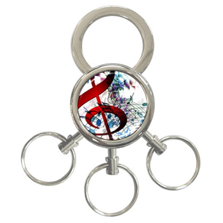 Music Treble Clef Sound 3-Ring Key Chain