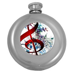 Music Treble Clef Sound Round Hip Flask (5 Oz)