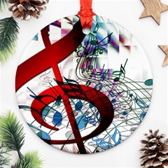 Music Treble Clef Sound Round Ornament (two Sides) by Dutashop