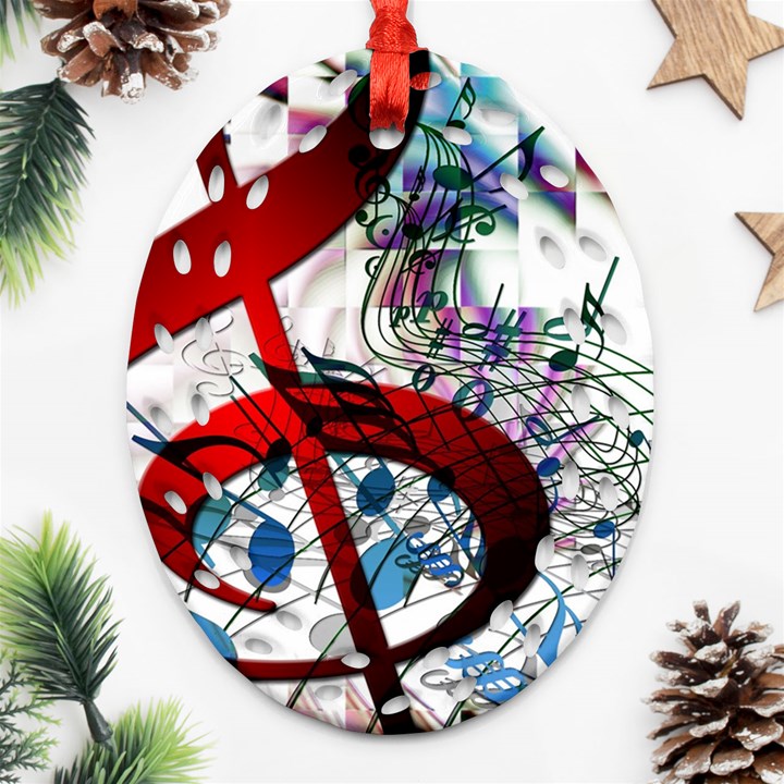 Music Treble Clef Sound Ornament (Oval Filigree)