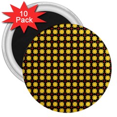 Yellow Pattern Green 3  Magnets (10 Pack) 