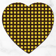 Yellow Pattern Green Jigsaw Puzzle (heart)