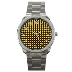 Yellow Pattern Green Sport Metal Watch