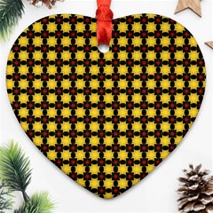 Yellow Pattern Green Heart Ornament (two Sides)