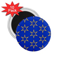 Star Pattern Blue Gold 2 25  Magnets (10 Pack)  by Dutashop