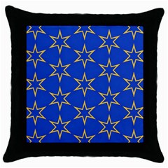 Star Pattern Blue Gold Throw Pillow Case (black)