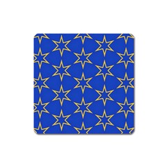 Star Pattern Blue Gold Square Magnet by Dutashop