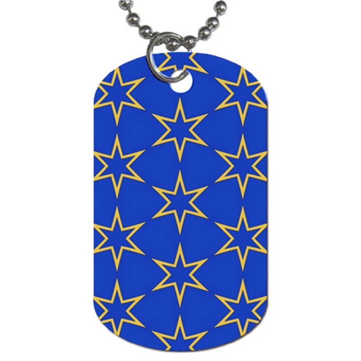 Star Pattern Blue Gold Dog Tag (Two Sides)