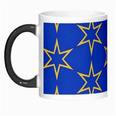 Star Pattern Blue Gold Morph Mugs by Dutashop