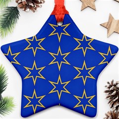 Star Pattern Blue Gold Star Ornament (two Sides)